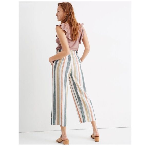 Tie-Waist Huston Pull-On Crop Pants in Stripe | SZ XS - Picture 4 of 12
